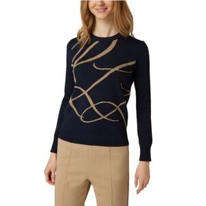 Lauren Ralph Lauren Black Label Curve sweter‎ Granatowy Regular Navy & Gold PXS